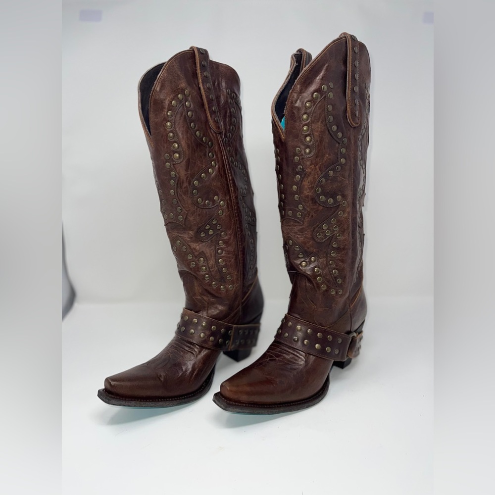 NIB Lane Harness Brown Western Boots - Size 8